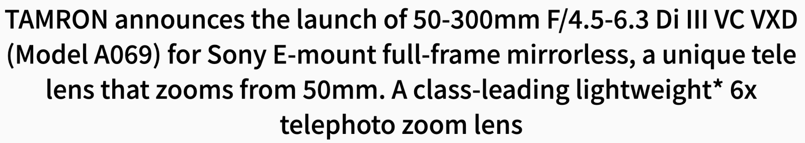 Tamron Announces New 50-300mm