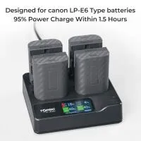 Accsoon TopRig 100W 4-Bay LP-E6 Fast Charger 4