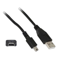 USB 2.0 Type A Male to Type B Mini Male Cable (Black) - (6ft) 0