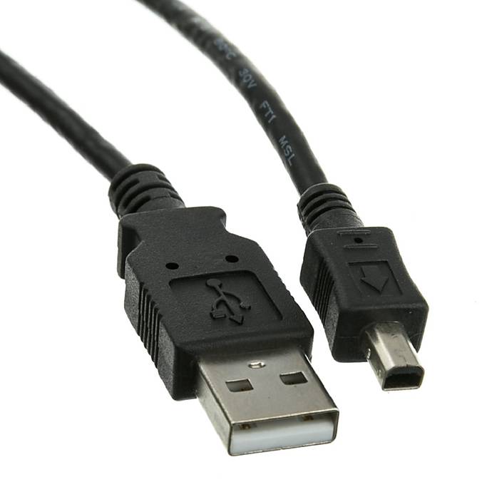 USB Type A Male Mini B Male Cable 4 Pin Black 6 ft Cables
