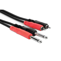 Hosa Technology Two 1/4in Phone Male to Two RCA Male Unbalanced Cable 6.6FT 0