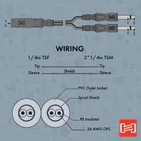 Hosa Technology 1/4in Female to Dual 1/4in Male Y-Cable (6INCH) 4