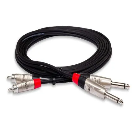 Hosa Technology HPR-0010X2 Dual 1/4in TS Male to Dual RCA Male Stereo Audio
