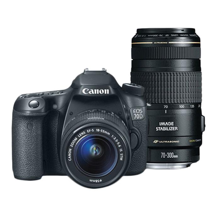Canon EOS 70D 20.2 MP CMOS Camera with 18-55mm and 70-300mm Lens