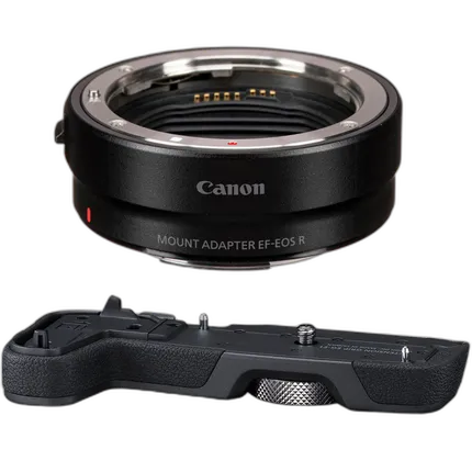 Canon EF-EOS R Mount Adapter and Black EG-E1 Grip