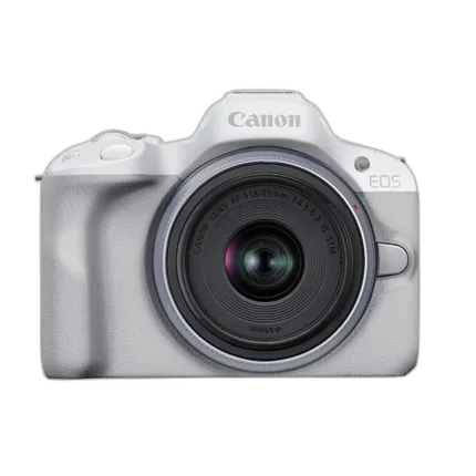 Canon EOS R50 Mirrorless Camera (White) with RF-S 18-45mm Lens