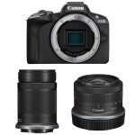 Canon EOS R50 Mirrorless Camera (Black) with RF-S 18-45mm  and  55-210mm Lenses