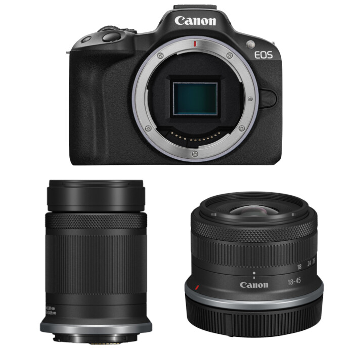 Canon EOS R50 Camera w/18-45mm f/4.5-6.3, 55-210mm f/5-7.1 Lens,  Accessories Kit 5811C022 AK