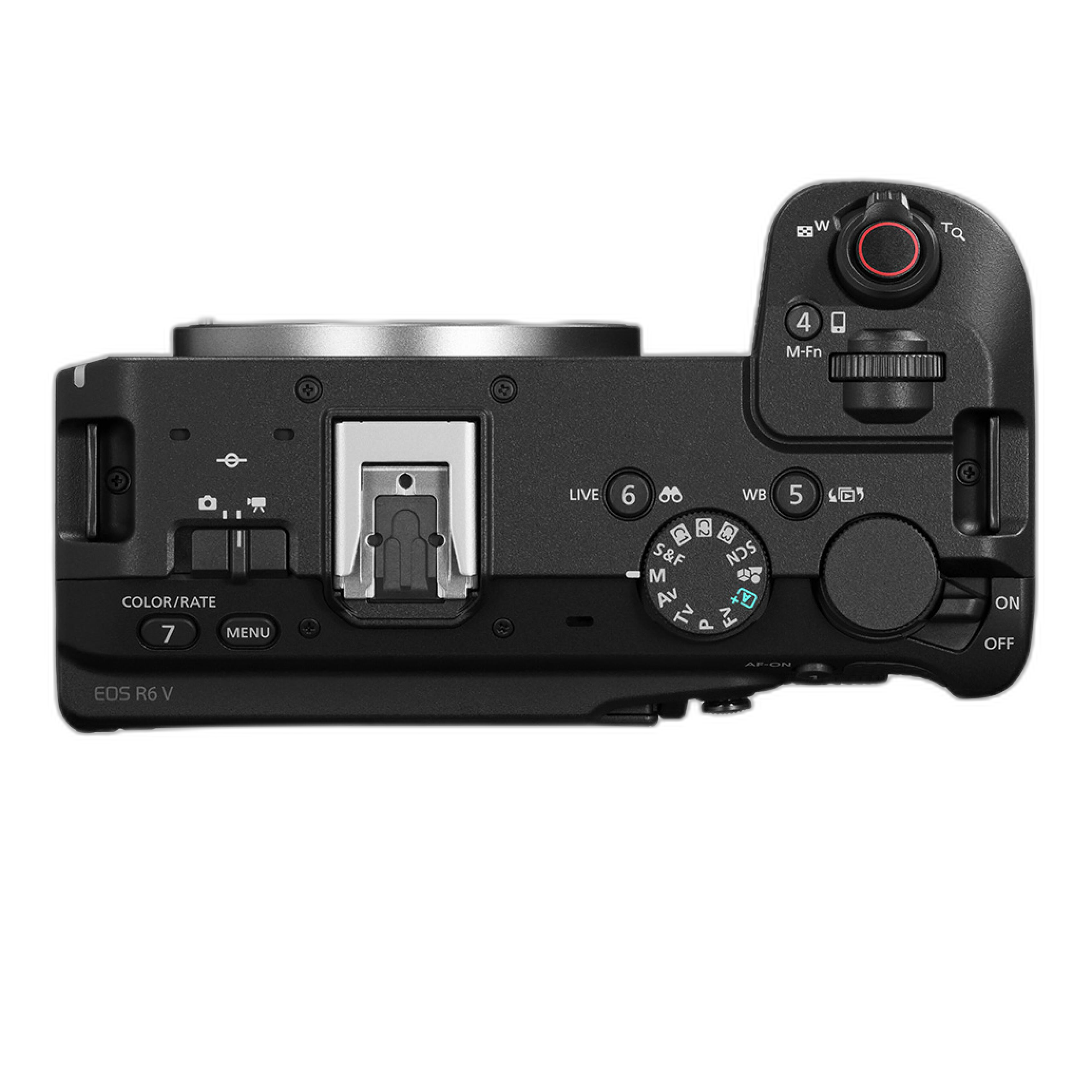 Canon R6 V rear angle