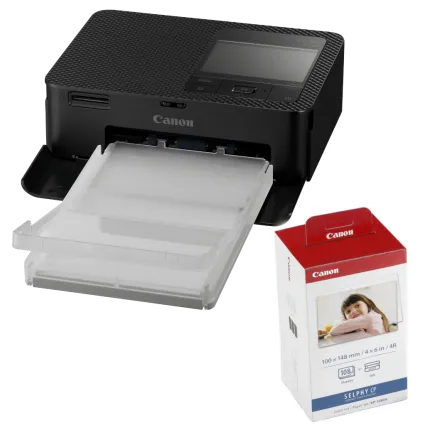 Canon SELPHY CP1500 Compact Photo Printer (Black) with KP-108 Ink/Paper Set