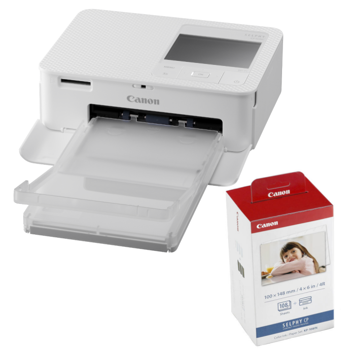 Canon SELPHY CP1500 Compact Photo Printer (White) with KP-108 Ink/Paper Set