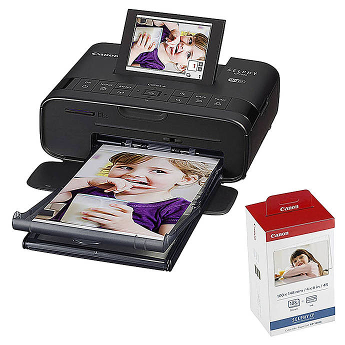 Canon SELPHY CP1300 Compact Photo Printer (Black) with KP-108 Ink/Paper Set, Printers
