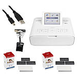 Canon SELPHY CP1300 Compact Photo Printer (White) w/ KP-108 Cloth  and  Cable