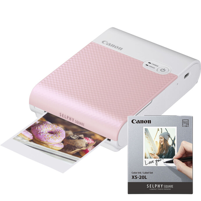 Canon SELPHY Square QX10 Compact Photo Printer Kit (Pink) with XS