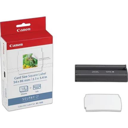 Canon KC-18IS Color Ink/Card Size Square Label Set (18 Sheets - 2.1 IN)