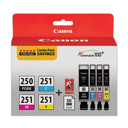 Canon PGI-250/CLI-251 4 Color Combo Pack for Canon Pixma MG6620 and MX922