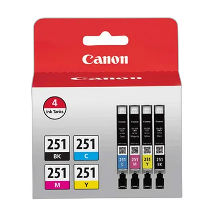 Canon CLI-251 BK/CMY 4 PK Value Pack Ink for Canon InkJet Printers