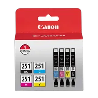 Canon CLI-251 BK/CMY 4 PK Value Pack Ink for Canon InkJet Printers 0
