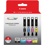 Canon CLI-251 BK/CMY 4 PK Value Pack Ink for Canon InkJet Printers-5 PK