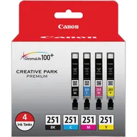 Canon CLI-251 BK/CMY 4 PK Value Pack Ink for Canon InkJet Printers-5 PK 0
