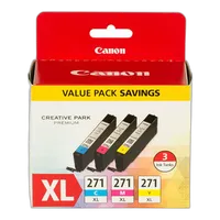 Canon CLI-271XL Cyan Magenta and Yellow 3 Color Pack 0