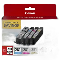 Canon PGI-280 XL / CLI-281 4-Color Ink Tank Combo with PP-301 Photo Paper 0