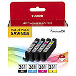Canon CLI-281 BKCMY 4 Color Ink Tank Value Pack