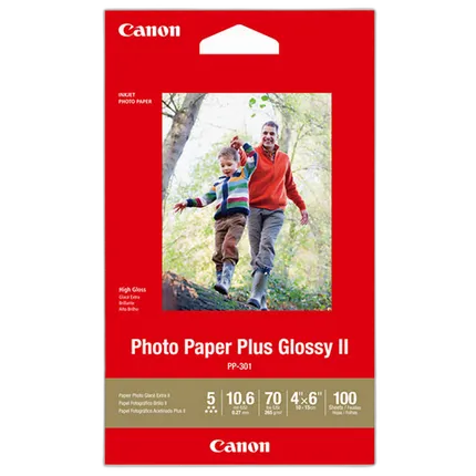 Canon 4x6 Photo Paper Plus Glossy II - 100 Sheets