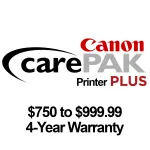 Canon CarePAK PLUS Printer -  750 to  999.99 - 4 year warranty 0