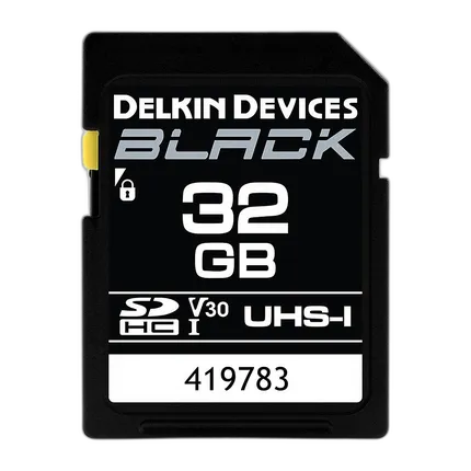 Delkin Devices 32GB SDHC Black UHS-I V30 U3 90MB/s Read 90MB/s Write