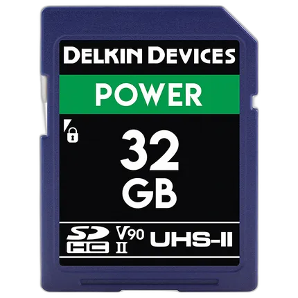 Delkin Devices 32GB SDHC Black UHS-II V90 U3 300MB/s Read 250MB/s Write
