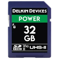 Delkin Devices 32GB SDHC Black UHS-II V90 U3 300MB/s Read 250MB/s Write 0