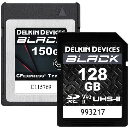 Delkin Devices 150GB BLACK CFexpress Type-B and 128GB BLACK RUGGED UHS-II SDXC
