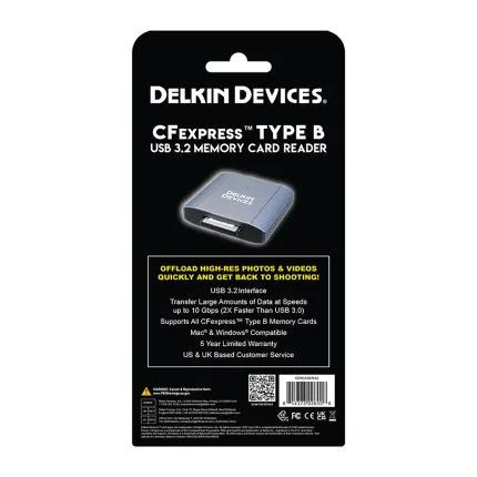 Delkin Devices 128GB CF Express Type B Memory Card + USB 3.2 Reader Bundle