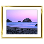 10x8 Custom Gold Metal Frame, White Mat with Glass