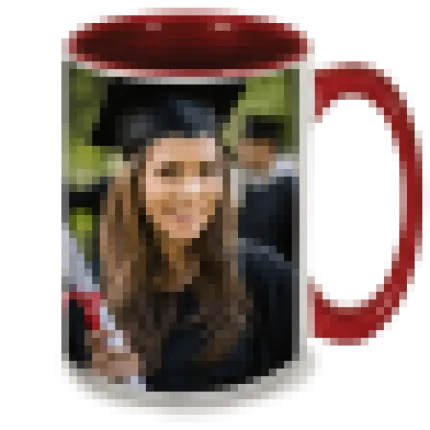15 oz. Colorful Ceramic Red Photo Mug