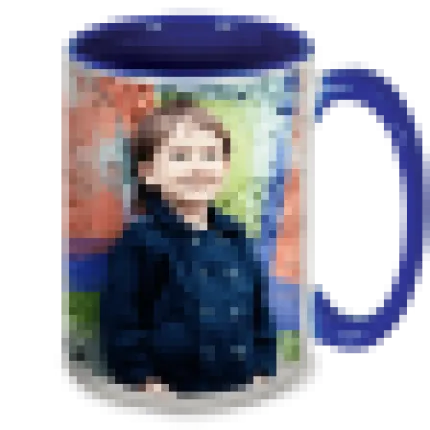 15 oz. Colorful Ceramic Dark Blue Photo Mug