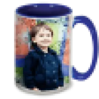 15 oz. Colorful Ceramic Dark Blue Photo Mug 0
