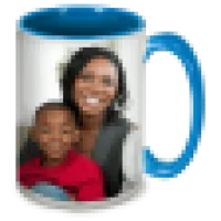 15 oz. Colorful Ceramic Light Blue Photo Mug 0