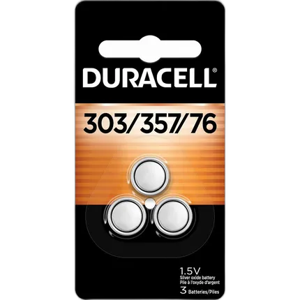 Duracell 3 Batteries Per Card D357/303 1.5V Silver Oxide Battery