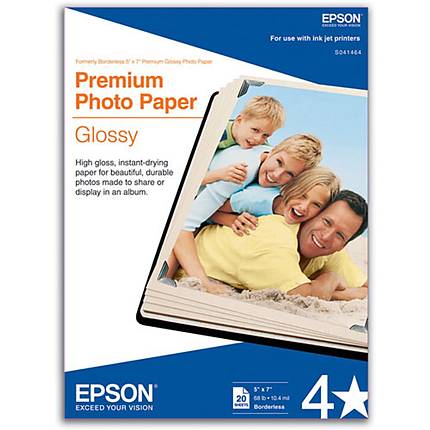 Epson 5x7 Borderless Premium Glossy Paper - 20 Sheets