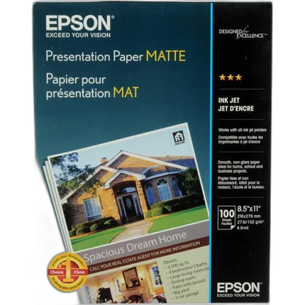 Epson 8.5x11 In. Presentation Matte Paper - 100 Sheets