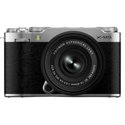 FUJIFILM X-M5 Mirrorless Camera (Silver) with XC15-45mmF3.5-5.6 OIS PZ Lens