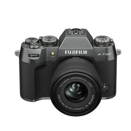 Fujifilm X-T50 Digital Camera (Charcoal Silver) with XC 15-45mm Lens