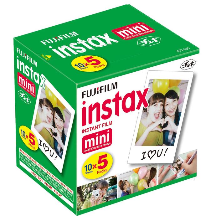 Fujifilm Instax Mini Film Five Pack (50 Pictures) 5-SINGLE PACKS, Instant  Film