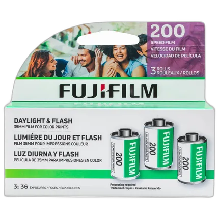 Fujifilm 200 Color Negative Film (35mm, 36 Exposures, 3 Rolls)