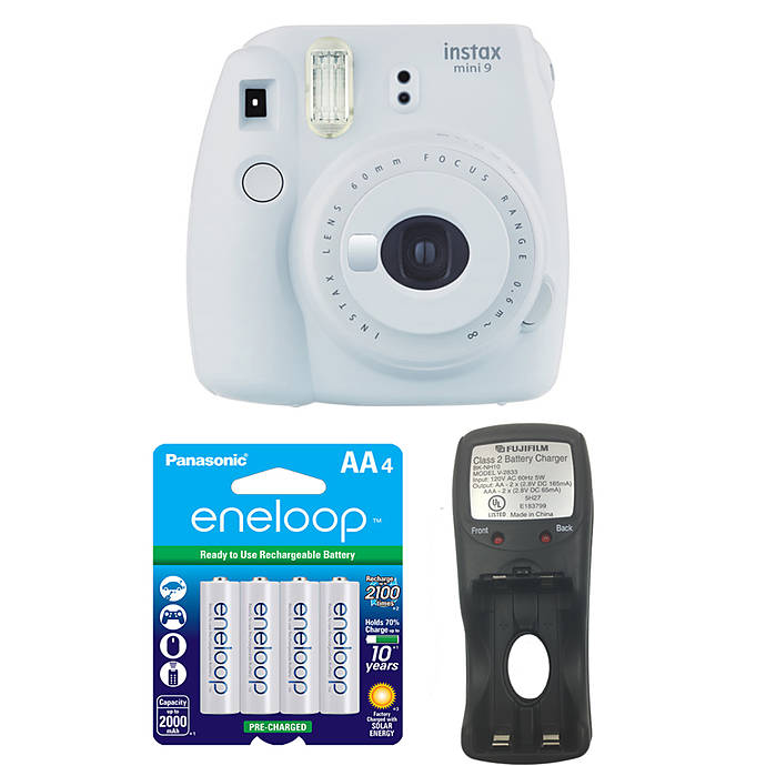 Fujifilm Instax Mini 9 Smokey White Camera with Batteries and Battery  Charger, Instant Film Cameras