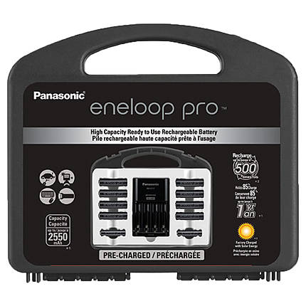 Panasonic Eneloop Pro Deluxe Charger Kit w/ 8 Pro AA, 2 Pro AAA Batt, Case