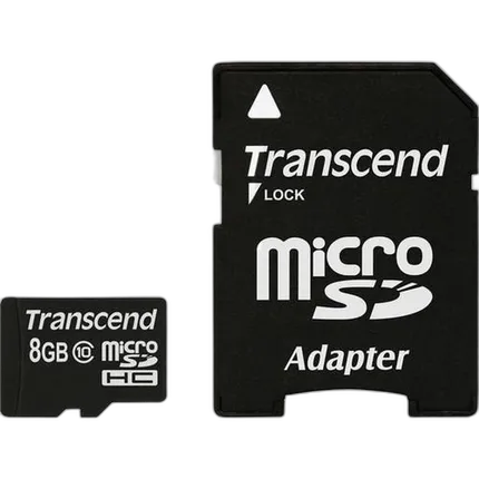 Transcend 8GB Class 10 Micro SDHC Memory Card with SD Adapter