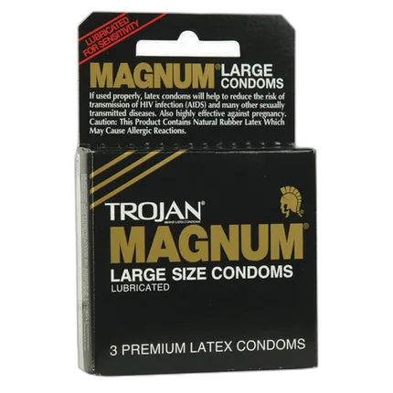 Trojan Condoms 3pk Black Magnum Large Lubricated